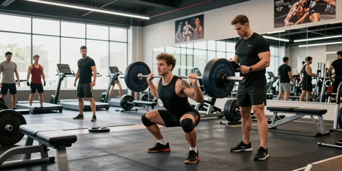 Dedicated athlete performing powerlifting squat showcasing Prime Pharma Steroiden effectiveness in modern gym setting.