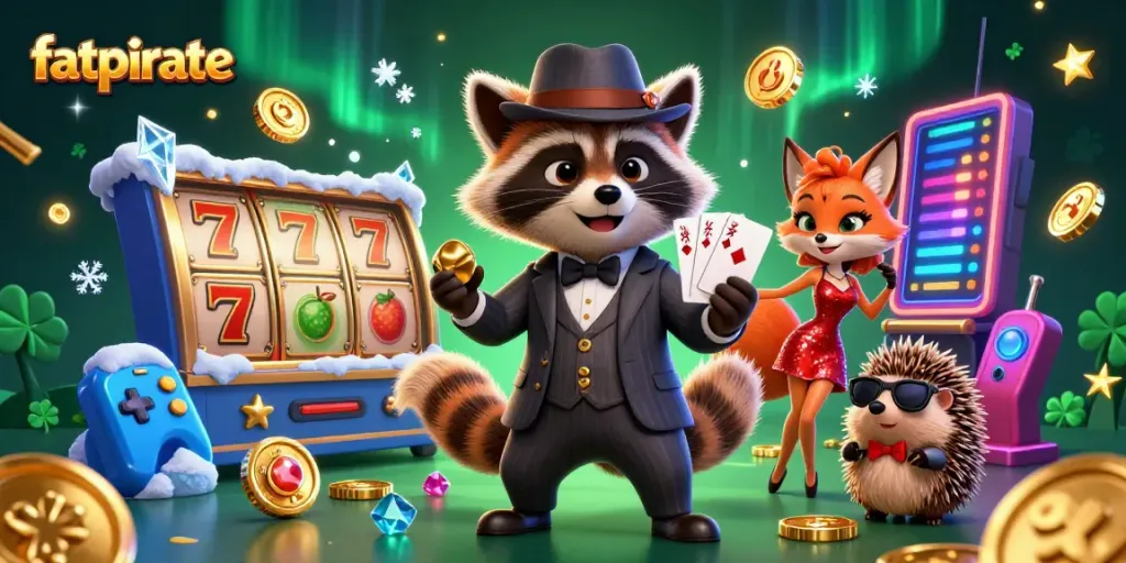 Experience the excitement at fatpirate casino with vibrant slot reels and colorful characters.