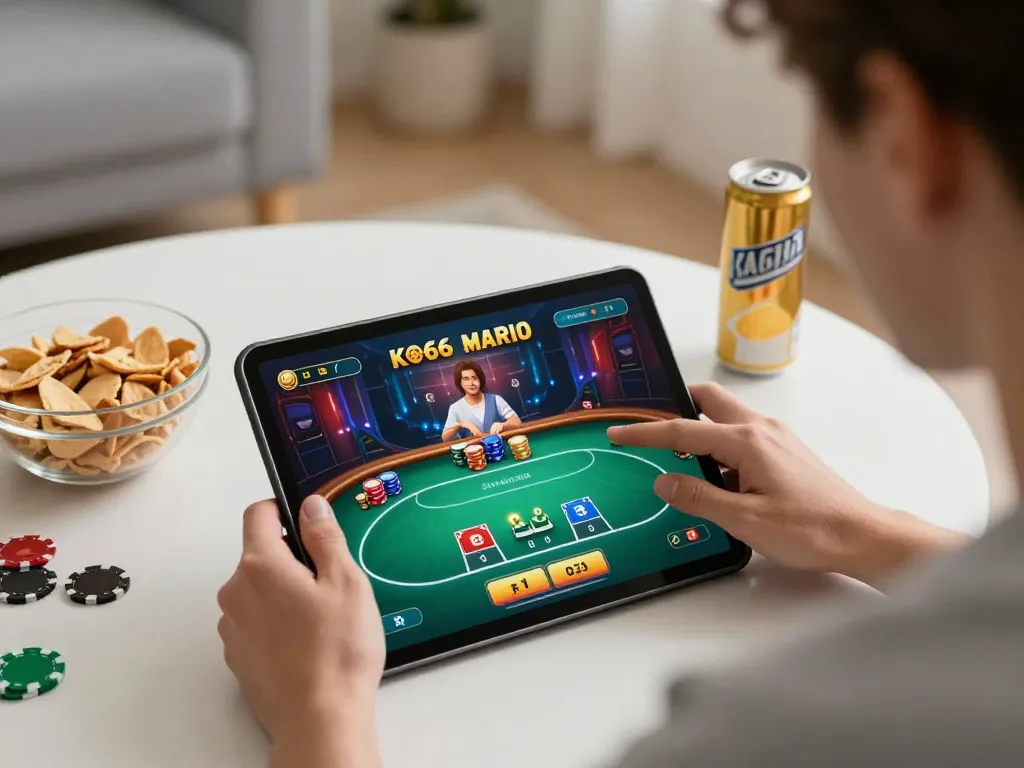Khoảnh khắc chơi game trực tuyến hấp dẫn trên ứng dụng KO66, giới thiệu người dùng chơi poker