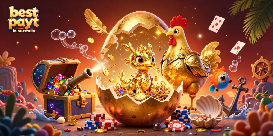 Win big with the best payout casino in Australia, where golden symbols and poker chips come alive in a vibrant scene.