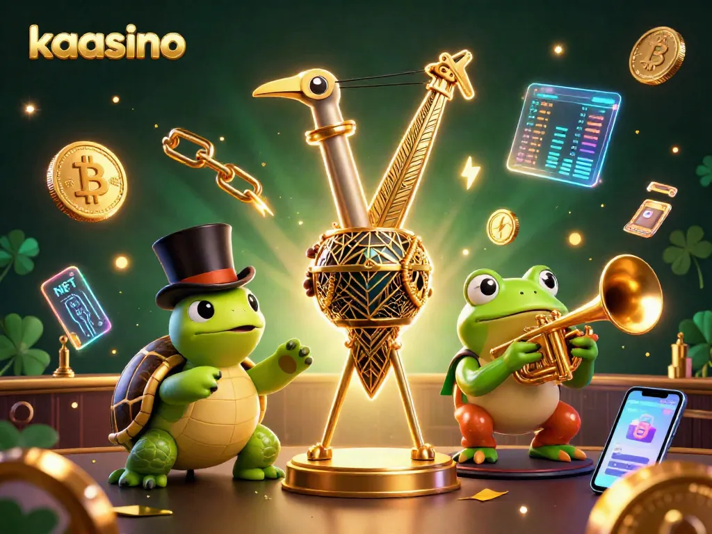 Experience thrilling gameplay at kaasino with vibrant characters and dynamic crypto elements in a lively scene.