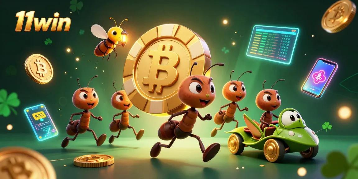 Engage with thrilling moments at 11win while ants heist golden poker chip in a vivid casino scene.