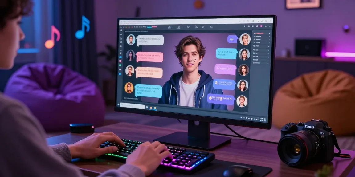 Interactive NSFW character AI experience with digital chats and engaging profiles in a cozy tech space