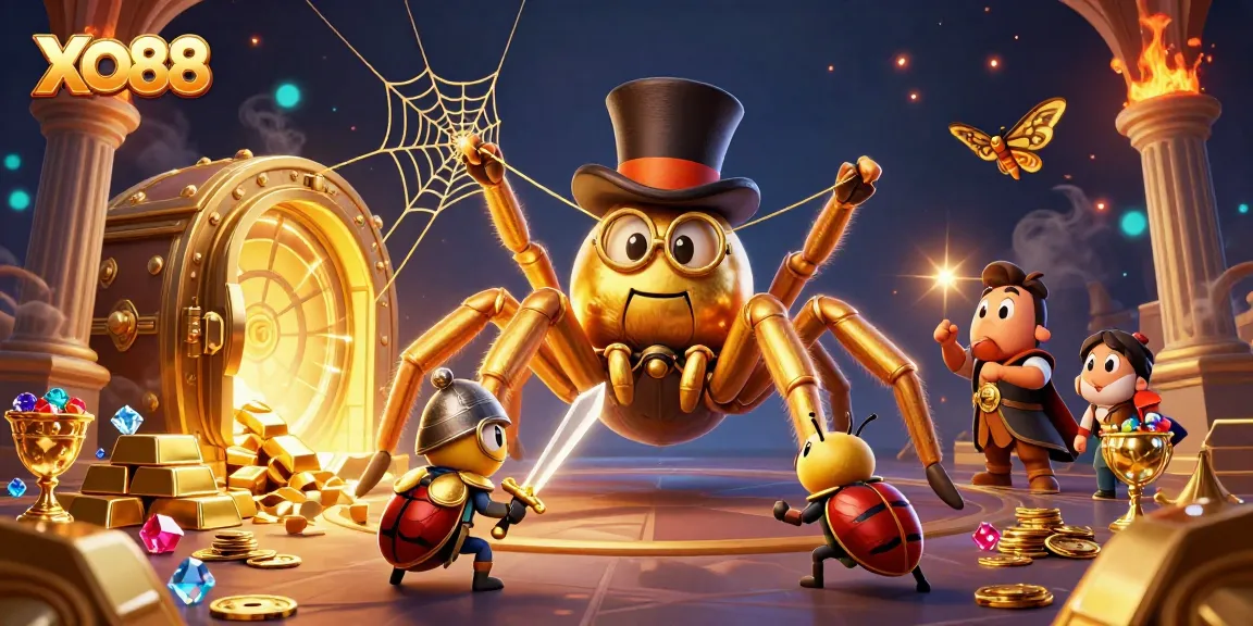 Engage with thrilling gaming at XO88 with bold golden elements and enchanting characters.