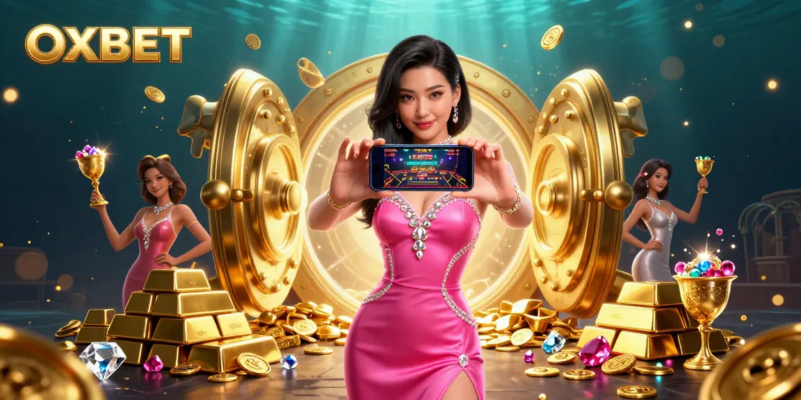 Engage with OXBET's live dealer features showcased by a stylish Asian woman in a glamorous setting.