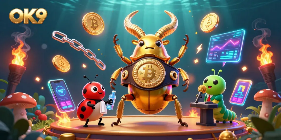 Experience OK9 with a vibrant battle between a boxing beetle and themed casino elements.