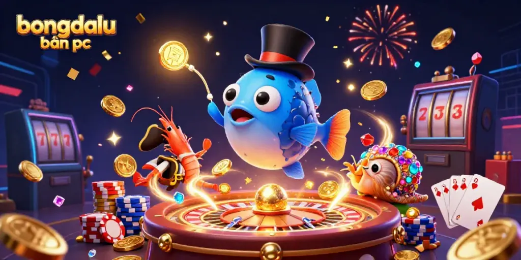 Experience thrilling wins with bongdalu bản pc as the anglerfish attracts golden coins in this vibrant casino scene.