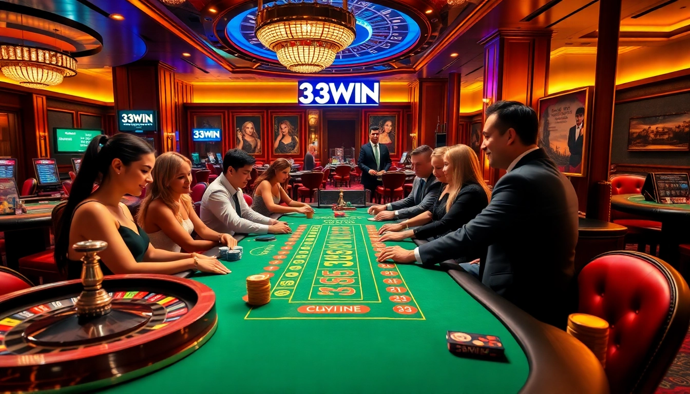 Experience the vibrant casino atmosphere at 33WIN, featuring lively blackjack games and exciting betting options.
