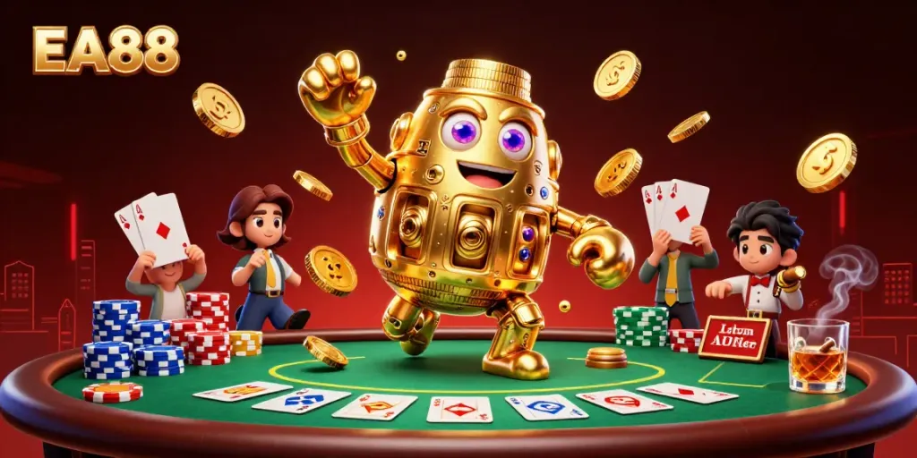 Engage with EA88 at the vibrant poker scene filled with dynamic characters and game details.