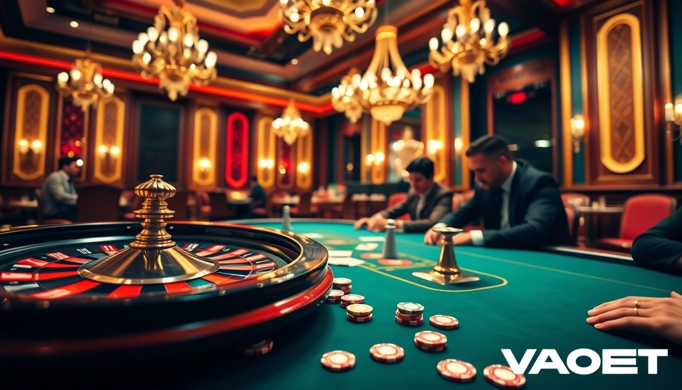 Experience the excitement of VAOBET at a luxurious casino with intense poker gameplay.