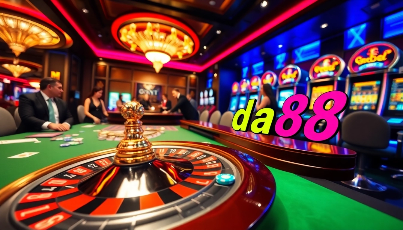 Experience thrilling gameplay at a luxurious casino featuring roulette and the code da88 on display.