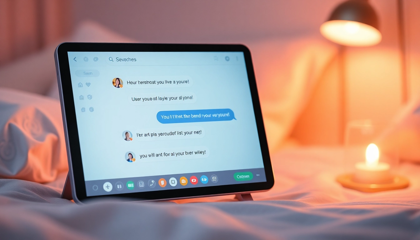 Sexting AI conversation displayed on a modern device in a cozy setting