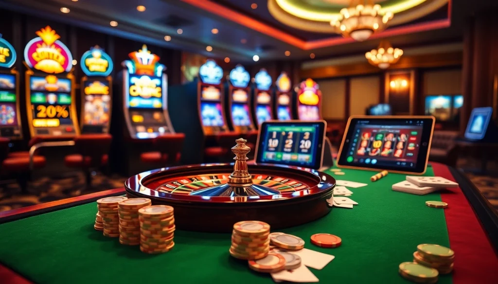 Experience thrilling gaming at Thabet with an exciting scene of poker and roulette.