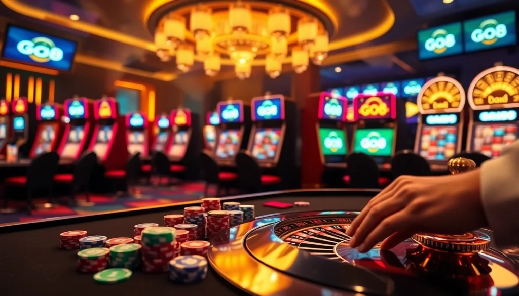Experience thrilling gameplay at Go8's high-stakes casino tables with vibrant poker chips.