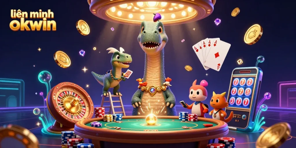 Feel the excitement of liên minh okwin while watching a giant brontosaurus in a casino!
