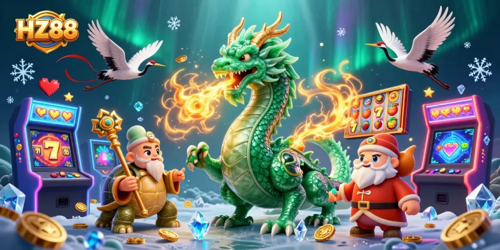 Experience thrilling wins with HZ88's dynamic slot machines, dragon motifs, and vibrant game elements.