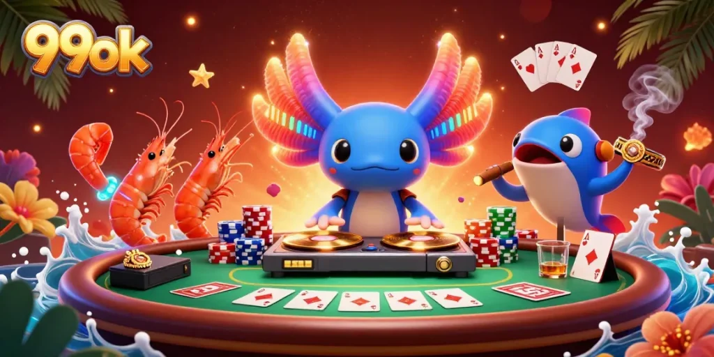 Experience thrilling gameplay at 99ok with vibrant poker scenes featuring neon characters and energetic casino ambiance