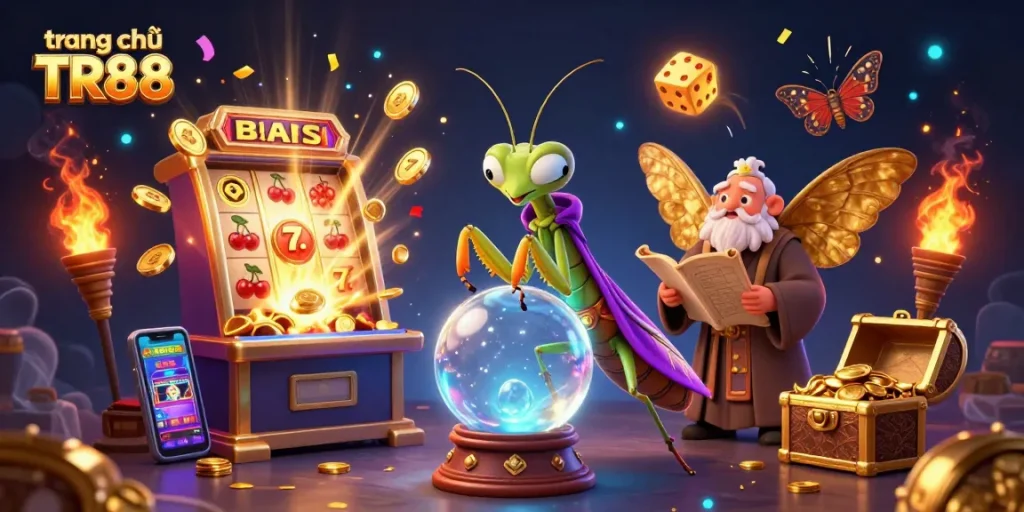Experience the thrill of winning at trang chủ TR88 with vibrant casino illustrations and symbols.